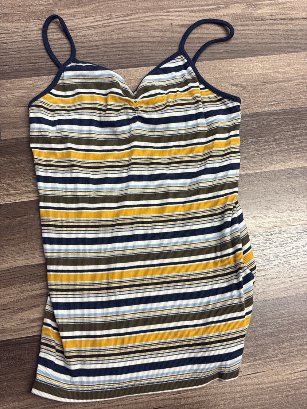 Striped V-Neck Spaghetti Strap Cami Tank Top - Yellow/Black - Picture 2 of 2